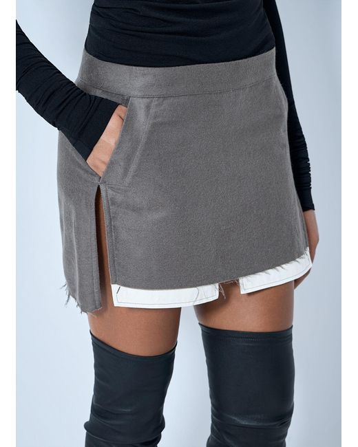 Rick Owens Gray Fog Cutoff Mini Skirt