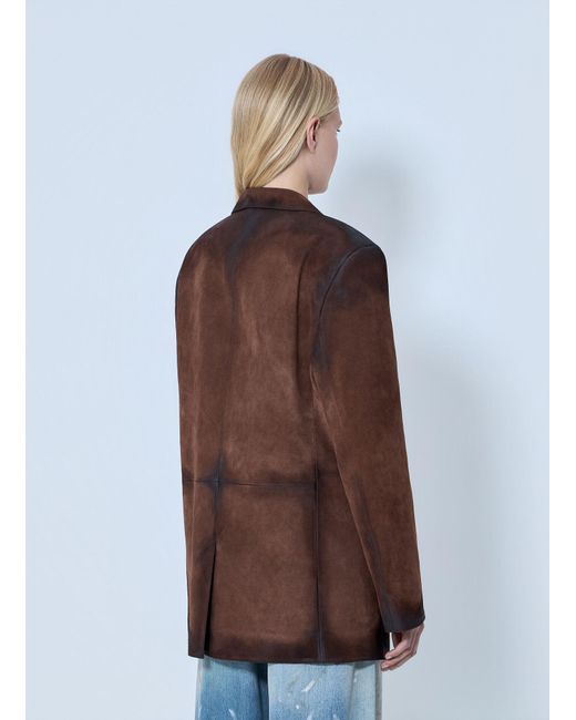 Acne Brown Distressed Suede Blazer