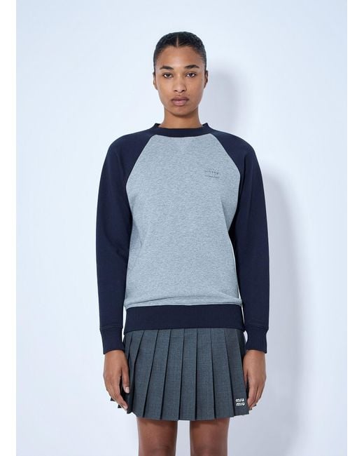 Miu Miu Blue Raglan Sleeve Sweatshirt
