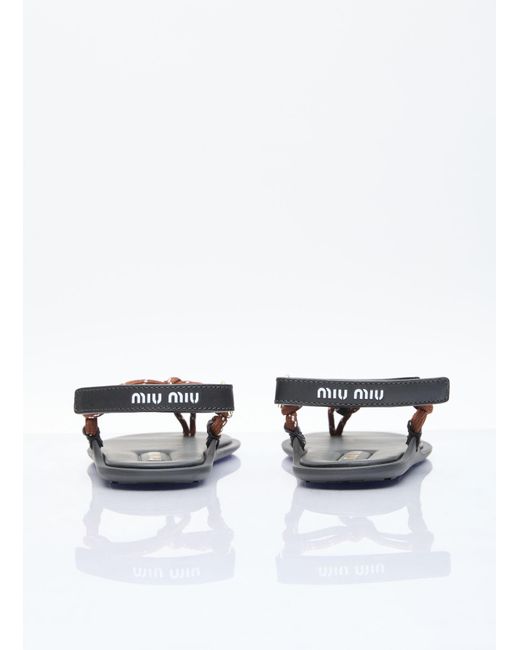 Miu Miu White Riviere Cord And Leather Sandals