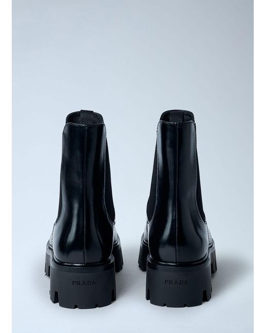 Prada Blue Logo Plaque Ankle Boots