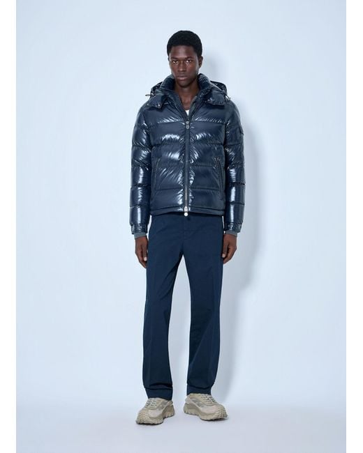 Moncler Blue Maya Hooded Short Down Jacket for men