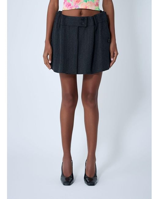 Prada Blue Chevron Wool Mini Skirt