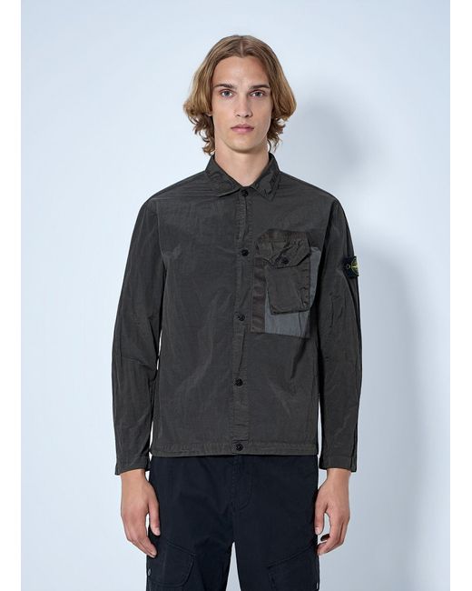 Stone Island Gray Technical Overshirt With Patch Pocket for men