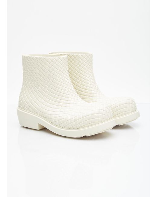Bottega Veneta White Fireman Intreccio Ankle Boots