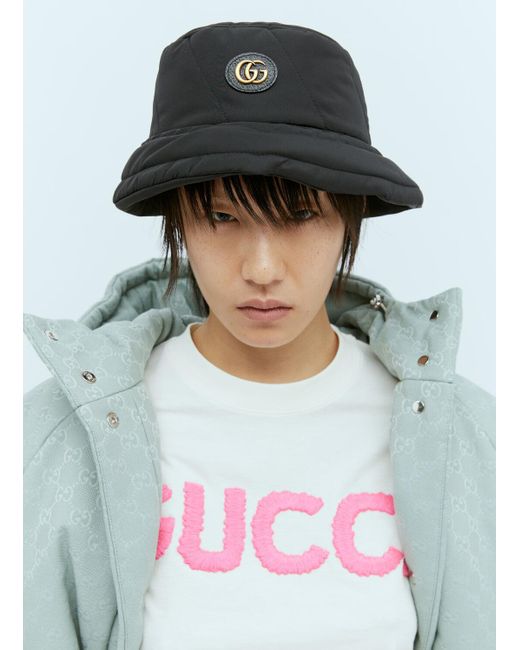 Gucci Gray Logo Plaque Bucket Hat