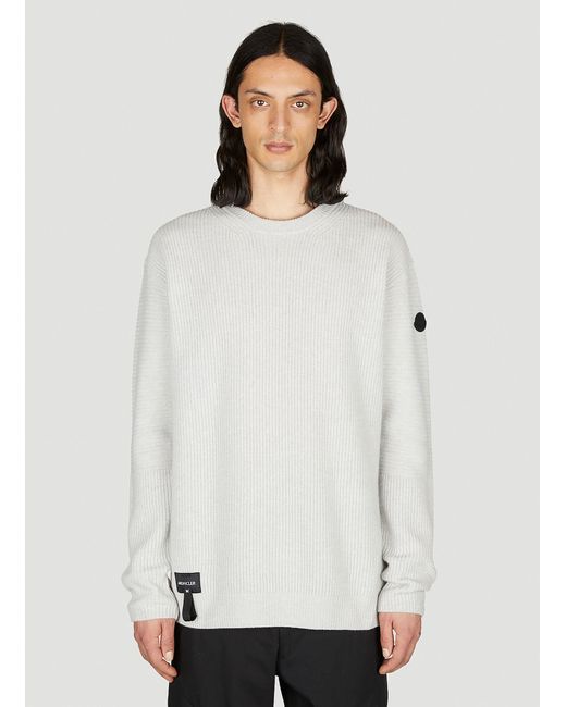 Moncler White Wool Knit Sweater for men