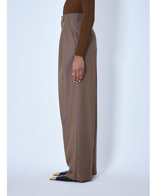 Saint Laurent Brown Wool Blend Wide-Leg Pants
