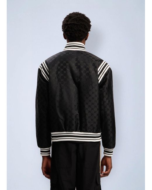 Palm Angels Black Monogram Jacquard Bomber Jacket for men