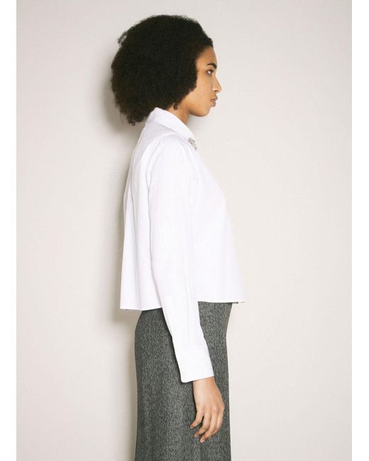 Prada White Embroidered Poplin Shirt