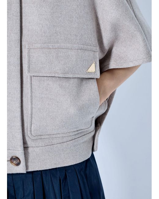 Max Mara Gray Cape-style Wool Jacket
