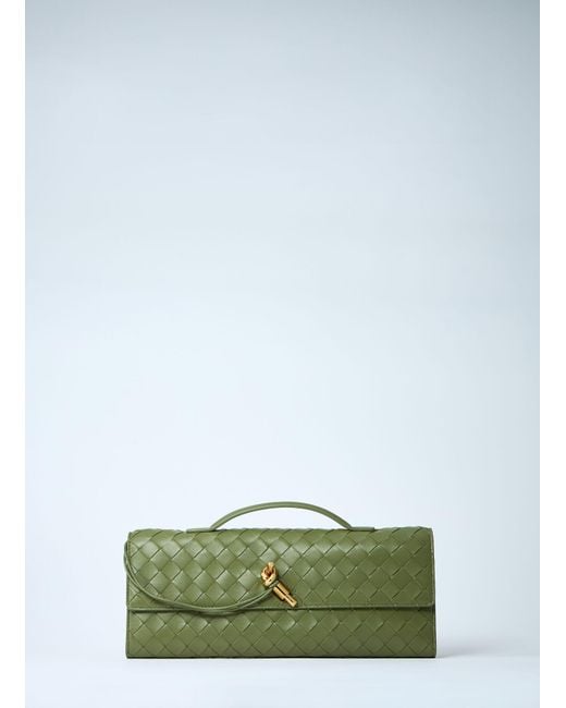 Bottega Veneta Green Long Andiamo Clutch