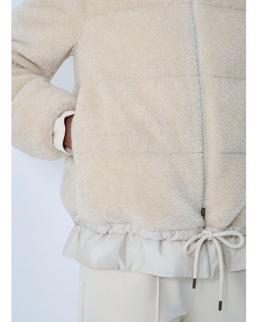 Moncler White Cedre Teddy Down Jacket
