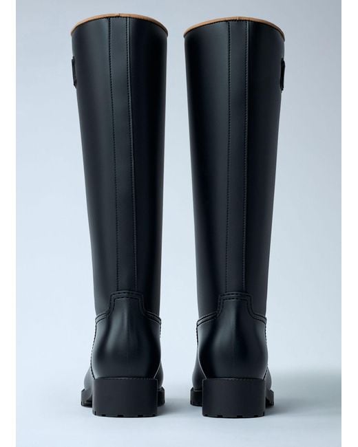 Max Mara Blue Rubber Rain Boots