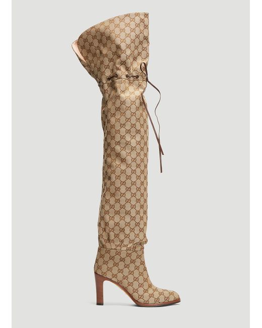 Gucci Natural Original GG Canvas Over-the-knee Boot