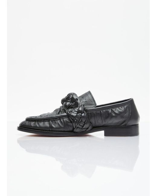 Bottega Veneta Black Knotted Leather Loafers
