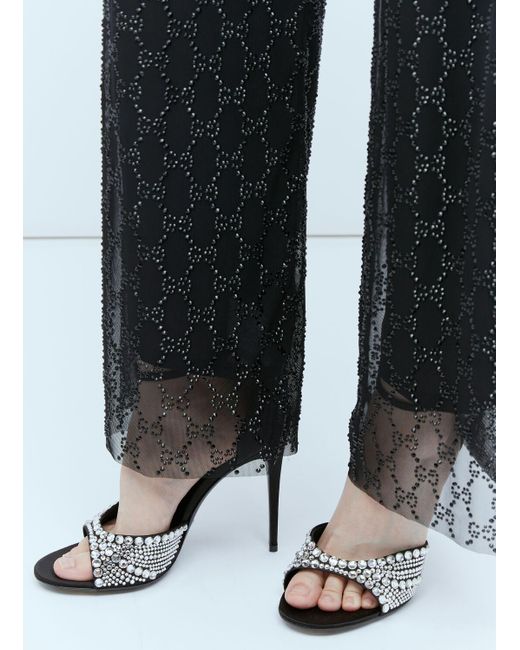 Gucci Black Crystal Embellished High Heel Sandals