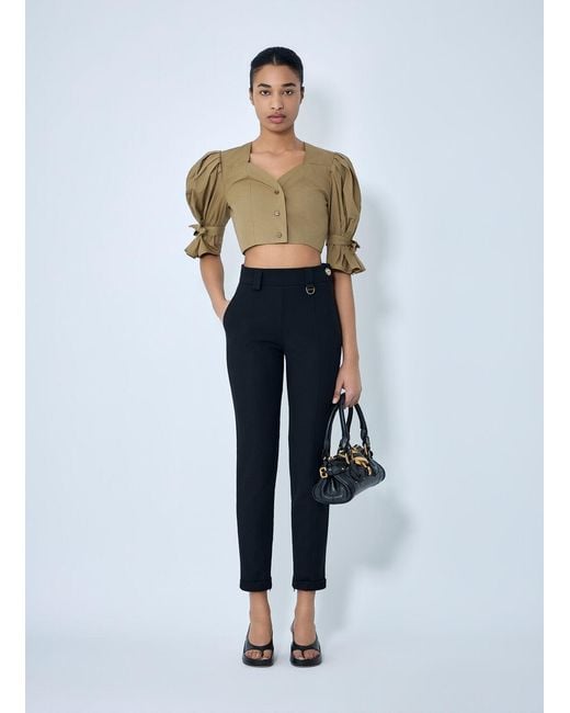 Chloé Blue Chloé Structured Cropped Blouse