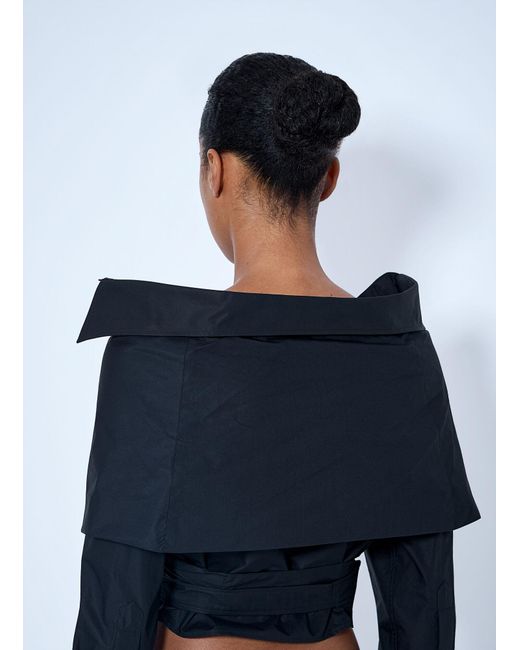 Balenciaga Blue Off-Shoulder Wrap Shirt