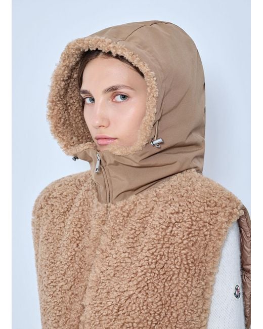 Moncler White Sherpa Hooded Overlay