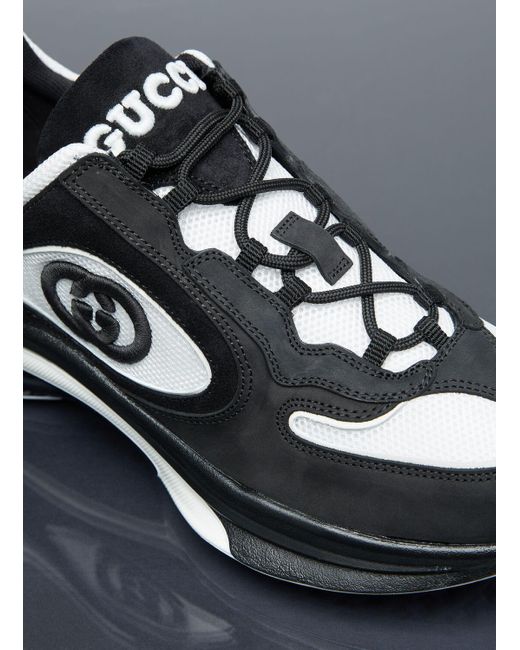 Gucci Gray Interlocking G Run Sneakers for men