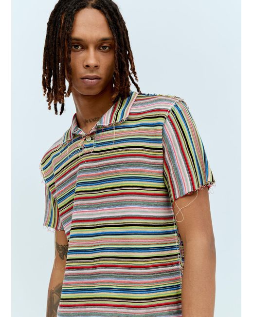 Maison Margiela Gray Stripe Knit Polo Shirt for men