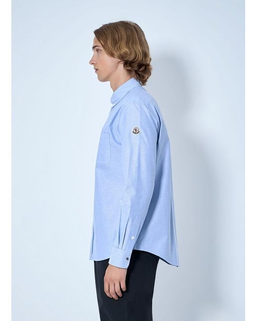 Moncler Blue Button-Down Cotton Shirt for men
