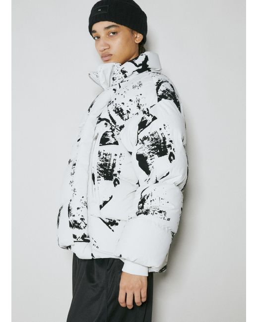 Y-3 Flock-print Padded Jacket in Gray for Men | Lyst