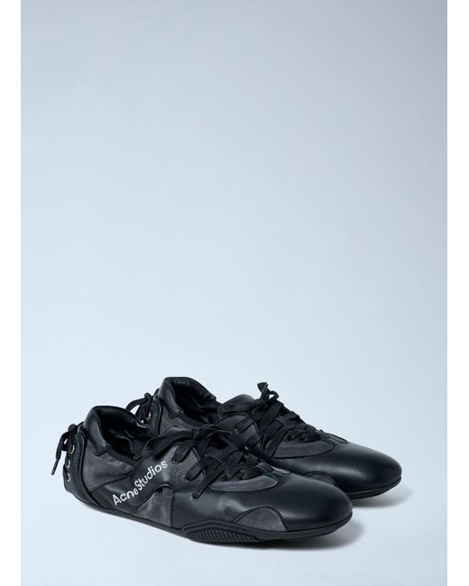 Acne White Leather Lace-Up Sneakers for men