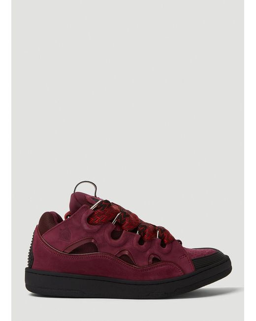 Lanvin Leather Curb Sneakers in Burgundy (Red) for Men | Lyst