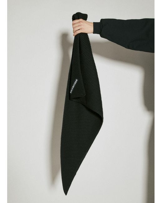 Balenciaga Black Triangle Wool Scarf for men