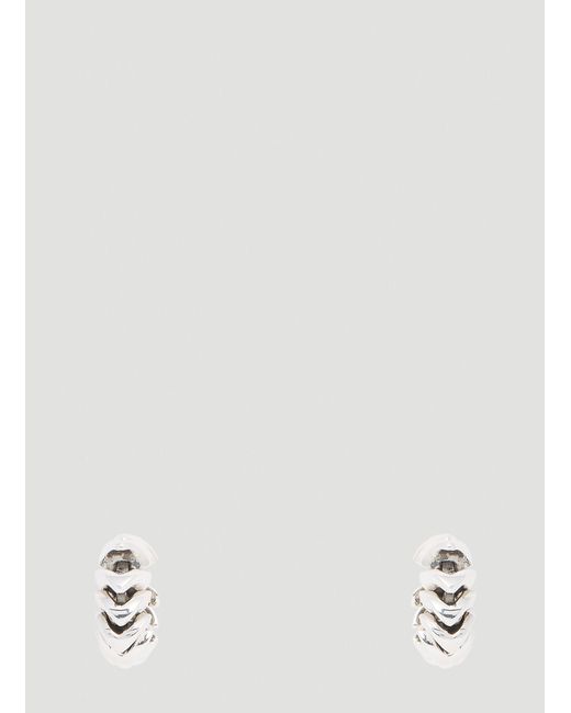 Bottega Veneta White Twisted Hoop Earrings