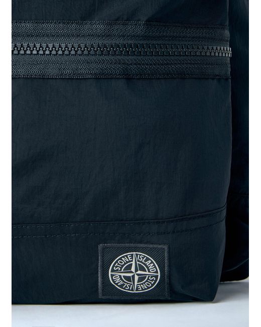 Stone Island Blue Nylon Backpack With Front Zip Pocket for men