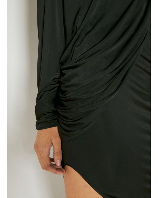 Saint Laurent Black Draped Fluid Dress