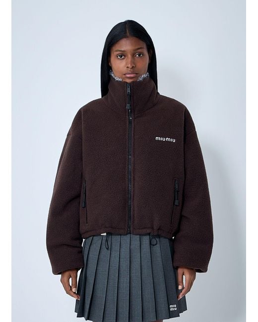 Miu Miu Blue Zip-Up Fleece Jacket