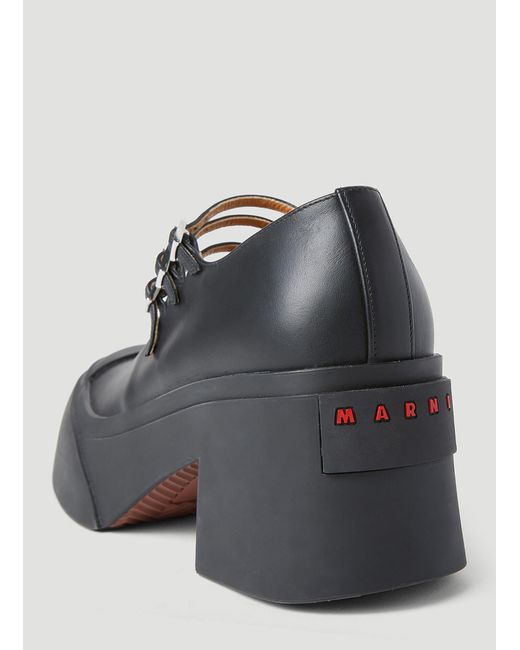 Marni Gray Triple Buckle Mary Jane Shoes