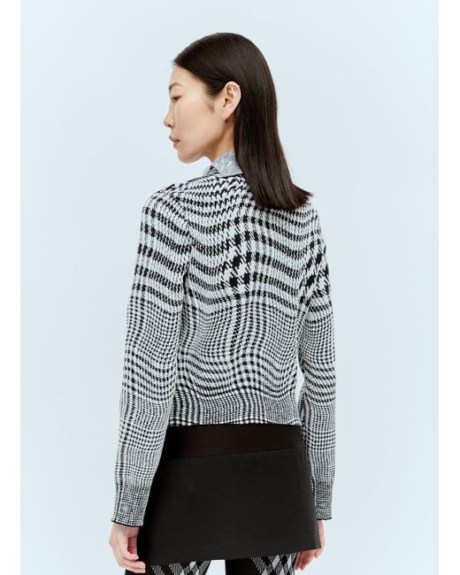 Burberry Gray Warped Houndstooth Wool-blend Sweater