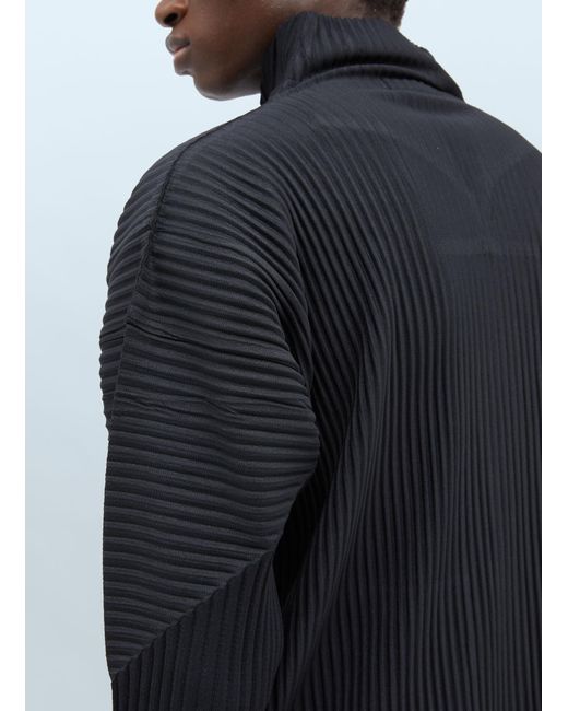Homme Plissé Issey Miyake Blue Pleated Zip-up Cardigan for men