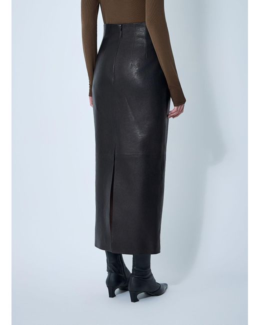 Khaite Black Loxley Leather Skirt