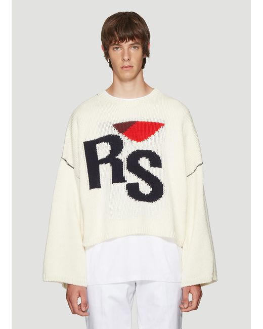 Raf Simons White Cropped Rs Sweater for men