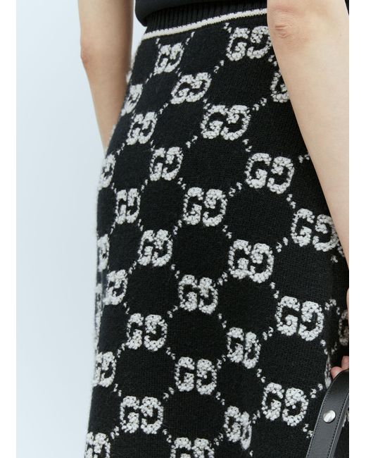 Gucci Black Interlocking Gg Wool Midi Skirt