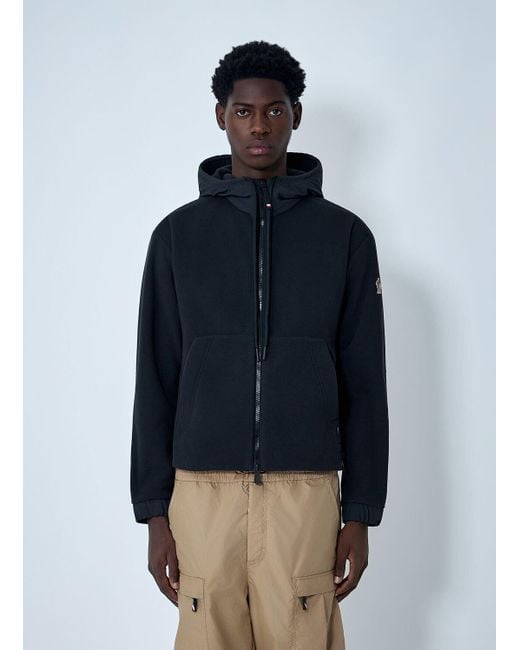 Moncler Blue Hooded Jacket With Logo Patch for men