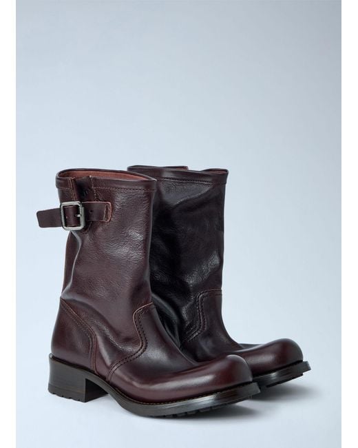 Prada Brown Leather Mid-Calf Boots