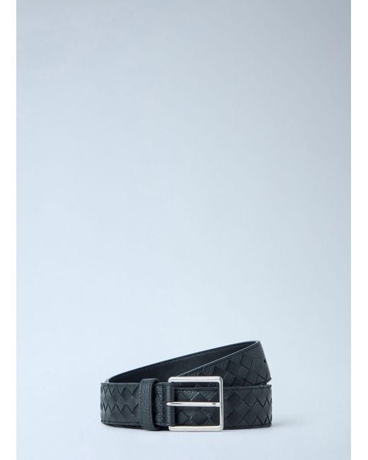 Bottega Veneta Blue Woven Taurillon Leather Belt for men