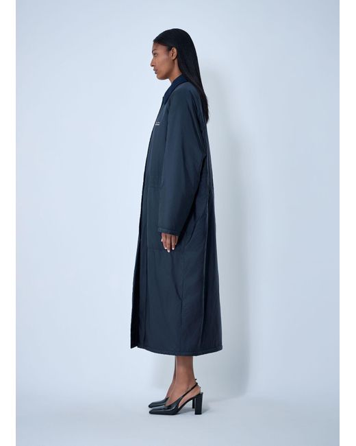 Prada Blue Logo Print Long Coat
