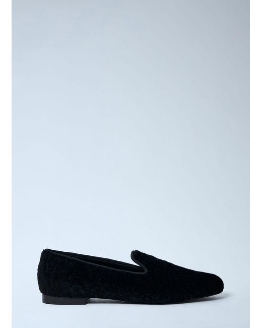 Totême  White Shearling-Lined Suede Loafers