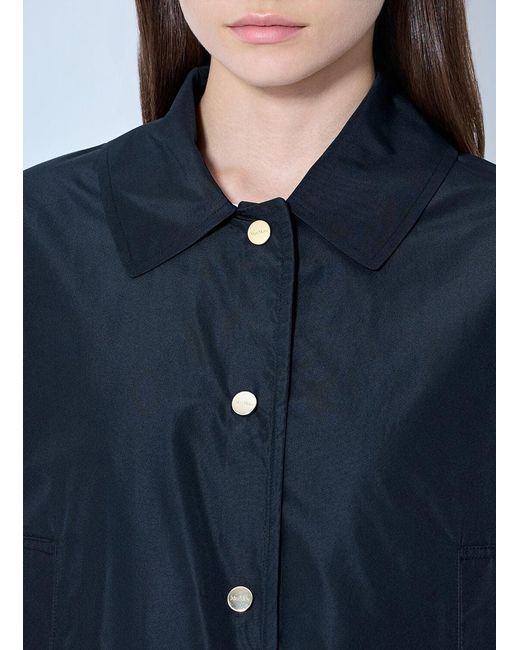 Max Mara Blue Collared Button-up Jacket