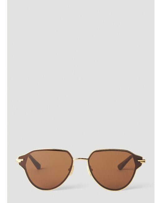Bottega Veneta Metallic Navigator Frame Sunglasses