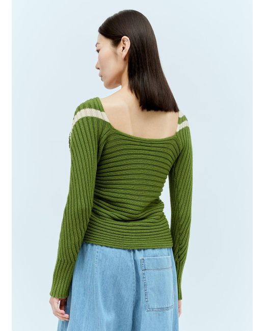 Dries Van Noten Green Twisted Knit Sweater