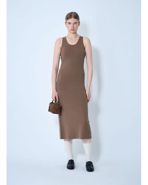 Max Mara White Knitted Wool Midi Dress
